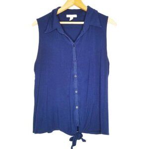 CB Casual Navy Sleeveless Front Tie Top